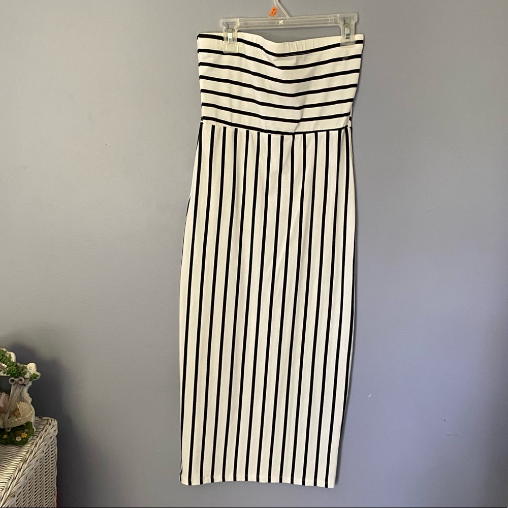 Striped strapless sundress